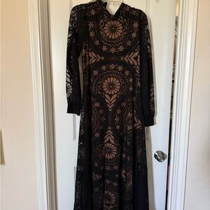 FarmRio Elegant Black Lace Dress